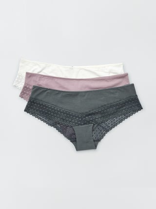 Lot de 3 shorty avec dentelle