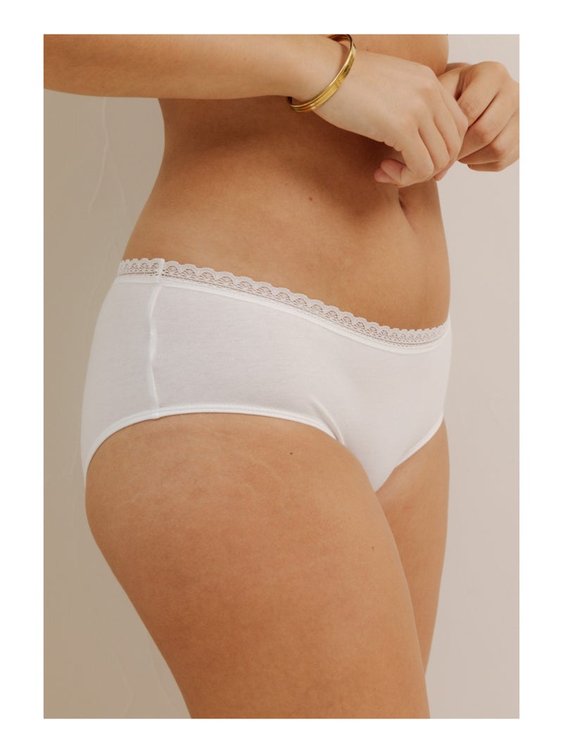 Lot de 3 shortys en coton et dentelle Blanc Rose Blanc - Kiabi