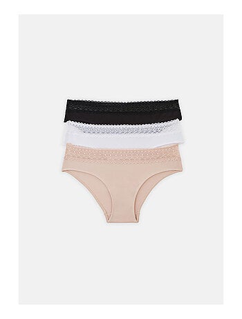 Lot de 3 shortys en coton et dentelle