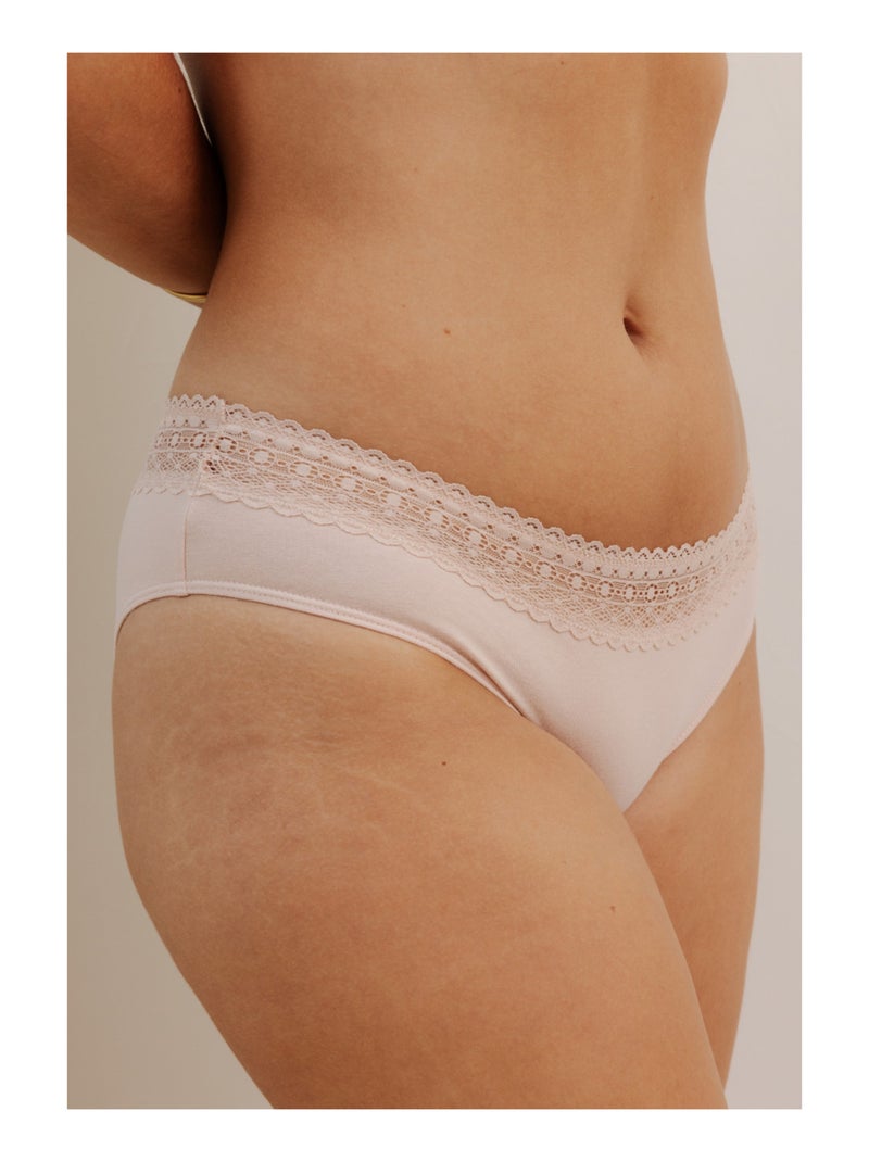 Lot de 3 shortys en coton et dentelle Noir Rose Blanc - Kiabi