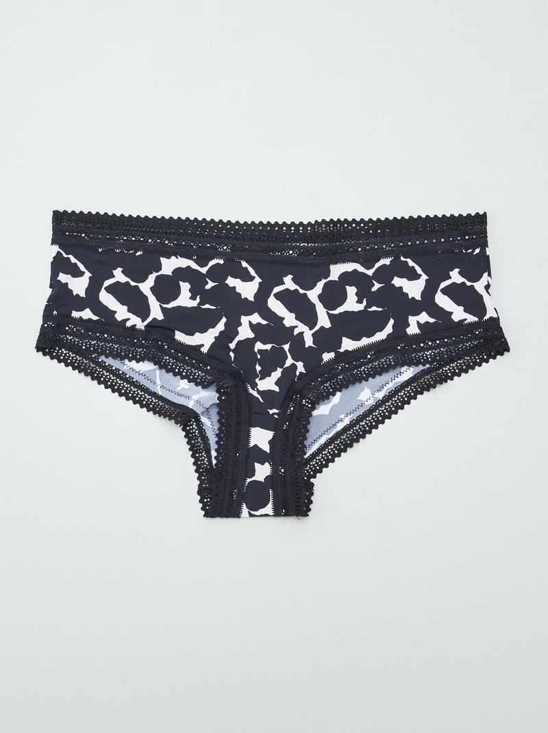 Lot de 3 shortys en microfibre imprimé Noir - Kiabi