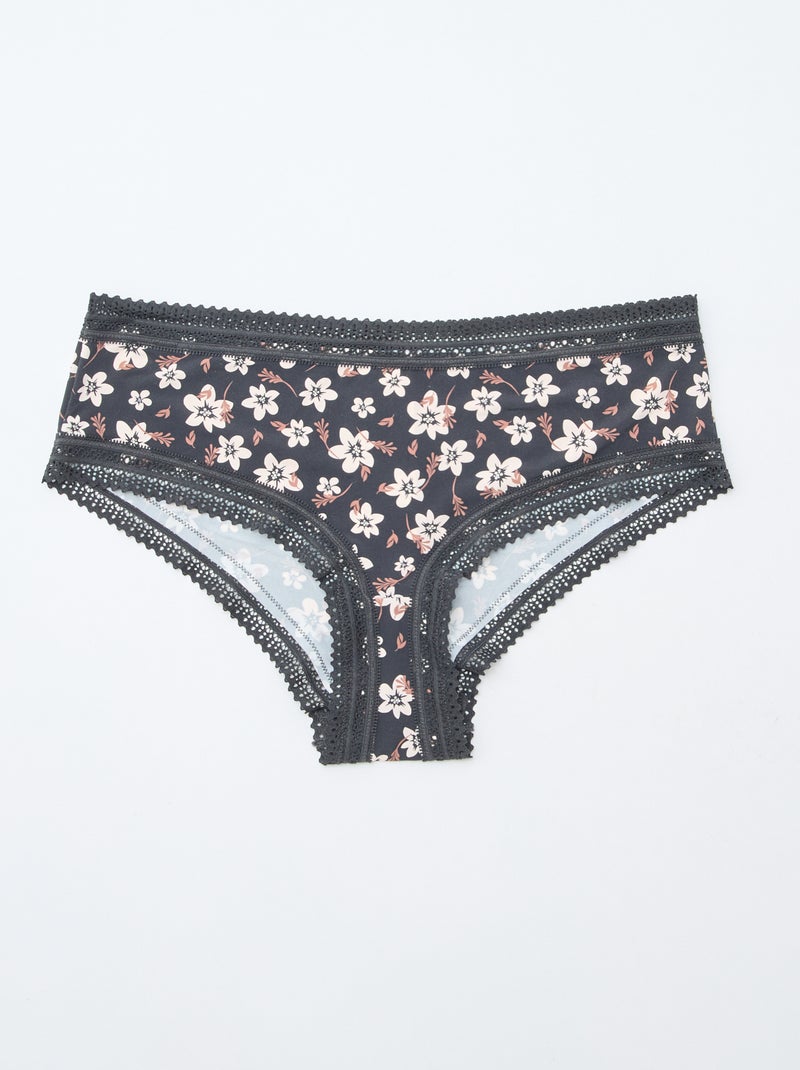 Lot de 3 shortys en microfibre imprimé Noir/beige/rose - Kiabi