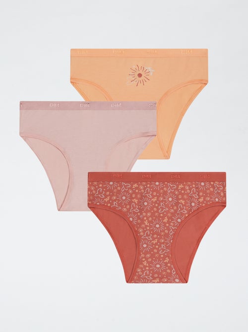 Lot de 3 slips 'DIM' en coton uni - Kiabi