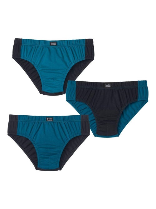 Lot de 3 Slips en Coton Bicolores  - ATLAS FOR MEN - Kiabi