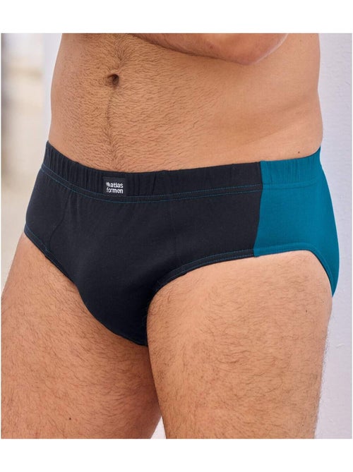 Lot de 3 Slips en Coton Bicolores  - ATLAS FOR MEN - Kiabi