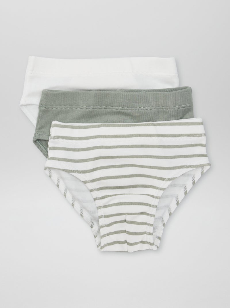 Lot de 3 slips en jersey Vert/blanc - Kiabi