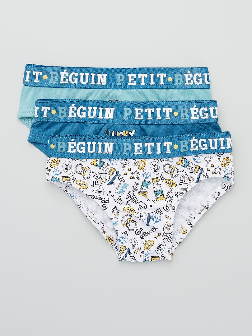 Lot De 3 Slips Fantaisie En Coton Bleu Kiabi 6 00€