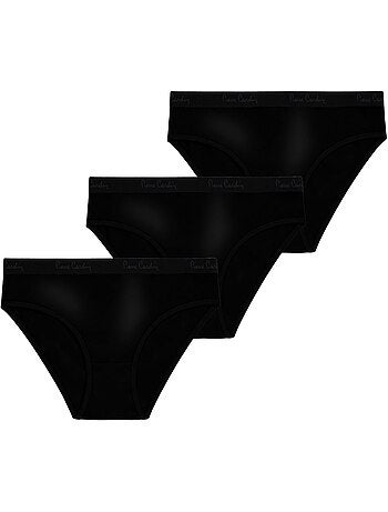 Lot de 3 slips femme en coton uni ceinture fine 2cm pck37 pierre cardin