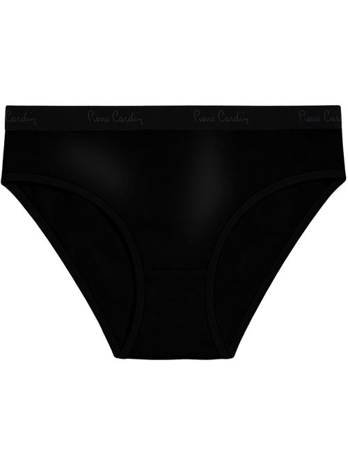 Lot de 3 slips femme  en coton uni et imprimé ceinture fine 2cm bgp pierre cardin - Kiabi