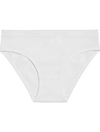 Lot de 3 slips femme en coton uni et imprimé ceinture fine 2cm bwf pierre cardin