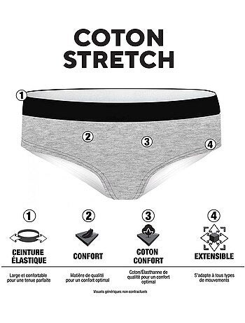 Lot de 3 slips femme en coton uni et imprimé ceinture fine 2cm pck1 pierre cardin