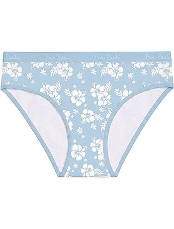 Lot de 3 slips femme en coton uni et imprimé ceinture fine 2cm pck1 pierre cardin