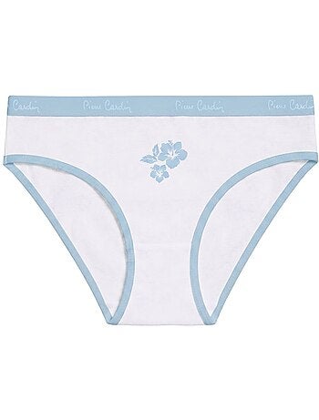 Lot de 3 slips femme en coton uni et imprimé ceinture fine 2cm pck1 pierre cardin