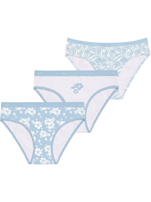 Lot de 3 slips femme  en coton uni et imprimé ceinture fine 2cm pck1 pierre cardin - Kiabi