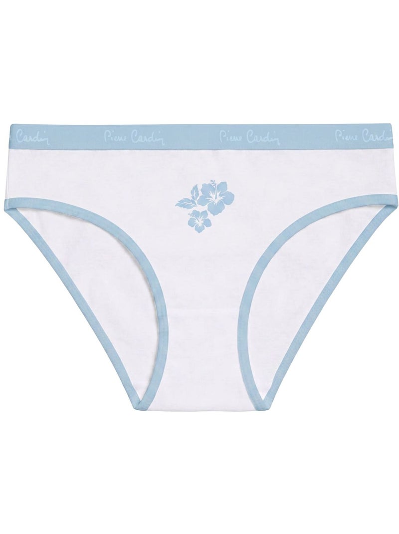 Lot de 3 slips femme  en coton uni et imprimé ceinture fine 2cm pck1 pierre cardin Bleu - Kiabi