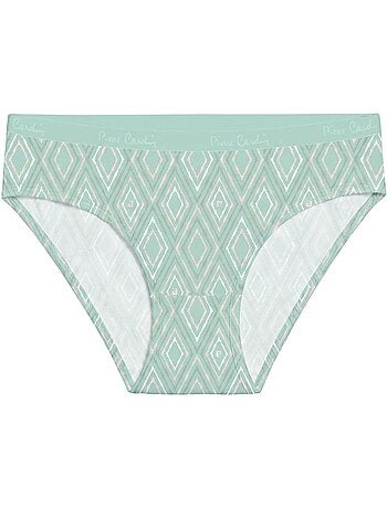 Lot de 3 slips femme en coton uni et imprimé ceinture fine 2cm pck12 pierre cardin