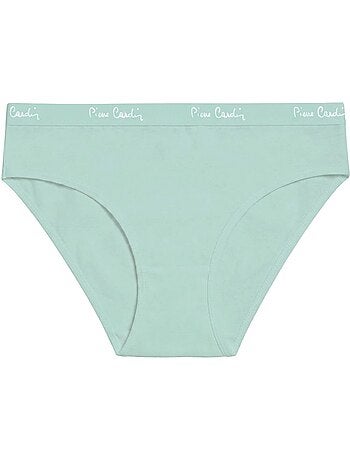 Lot de 3 slips femme en coton uni et imprimé ceinture fine 2cm pck12 pierre cardin