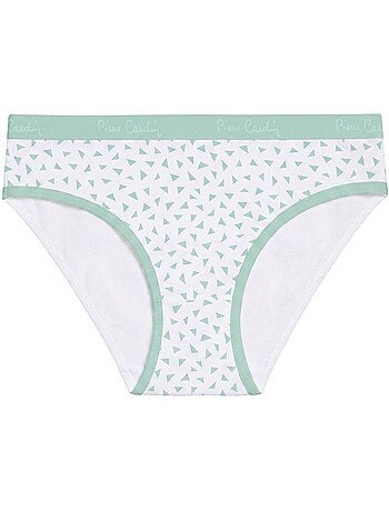 Lot de 3 slips femme en coton uni et imprimé ceinture fine 2cm pck12 pierre cardin