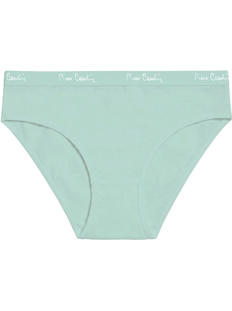 Lot de 3 slips femme  en coton uni et imprimé ceinture fine 2cm pck12 pierre cardin Vert - Kiabi