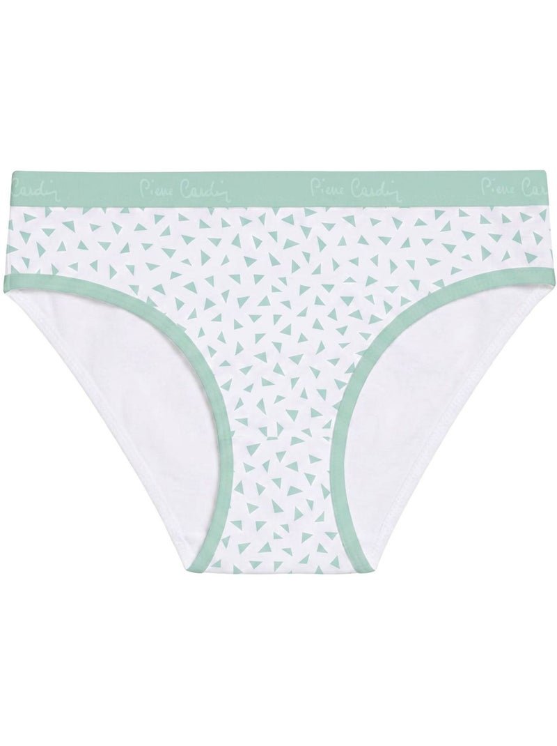 Lot de 3 slips femme  en coton uni et imprimé ceinture fine 2cm pck12 pierre cardin Vert - Kiabi