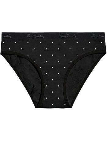 Lot de 3 slips femme en coton uni et imprimé ceinture fine 2cm pck6 pierre cardin