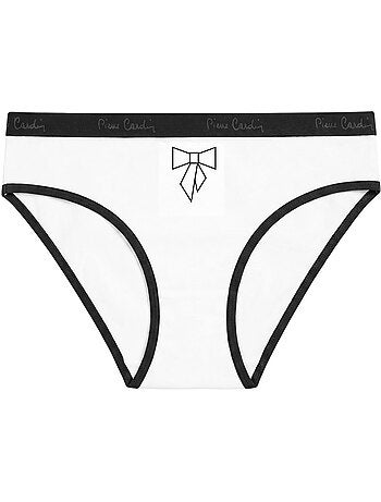 Lot de 3 slips femme en coton uni et imprimé ceinture fine 2cm pck6 pierre cardin