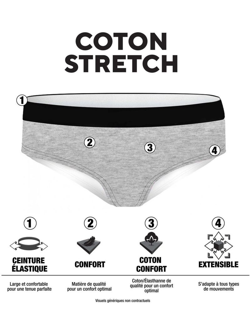 Lot de 3 slips femme  en coton uni et imprimé ceinture fine 2cm pck6 pierre cardin Noir - Kiabi