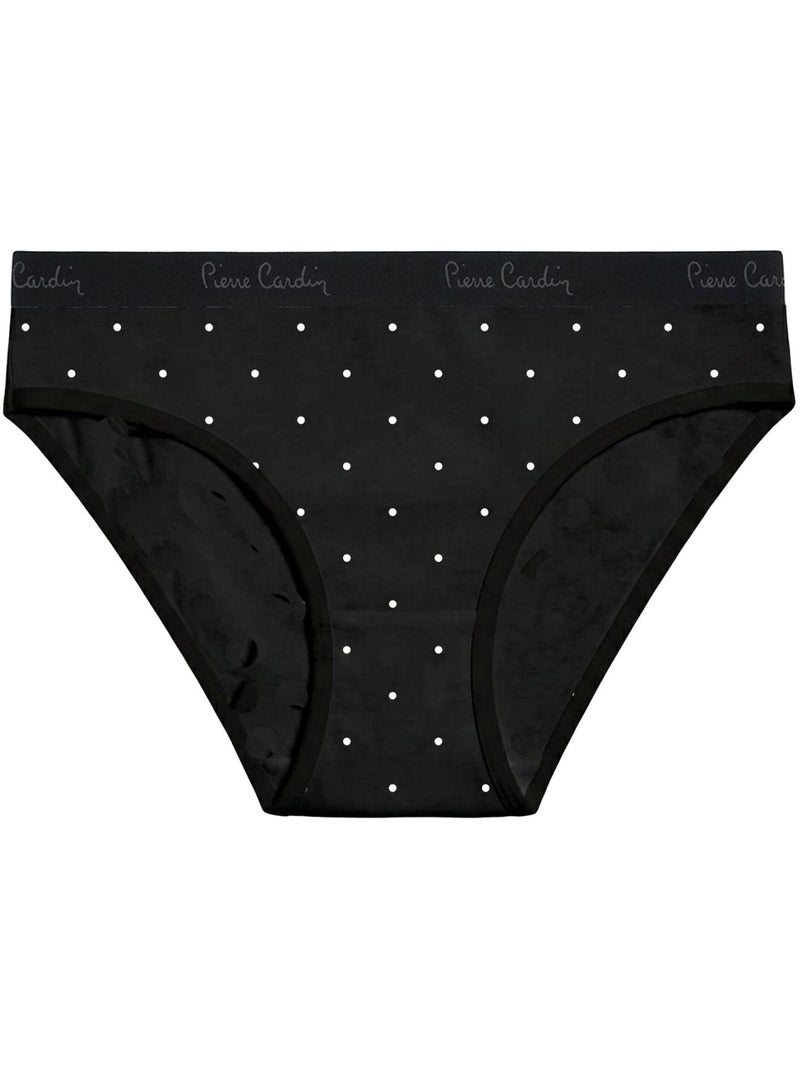 Lot de 3 slips femme  en coton uni et imprimé ceinture fine 2cm pck6 pierre cardin Noir - Kiabi