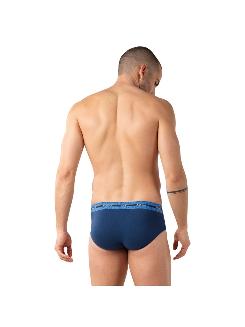 Lot de 3 slips homme 720 stretch coton athena Noir Bleu Bleu - Kiabi