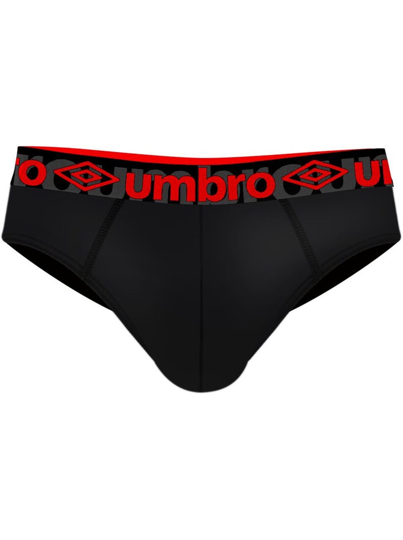 Lot de 3 slips homme en coton ceinture colorée  bak umbro Noir - Kiabi
