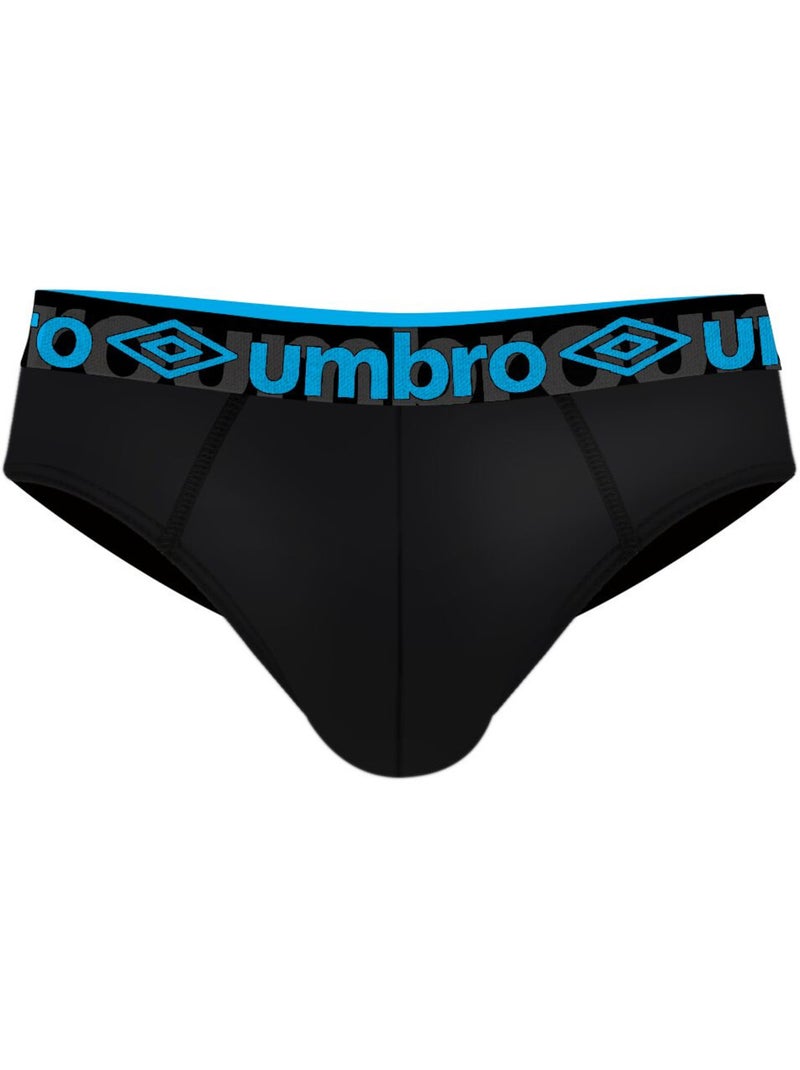 Lot de 3 slips homme en coton ceinture colorée  bak umbro Noir - Kiabi