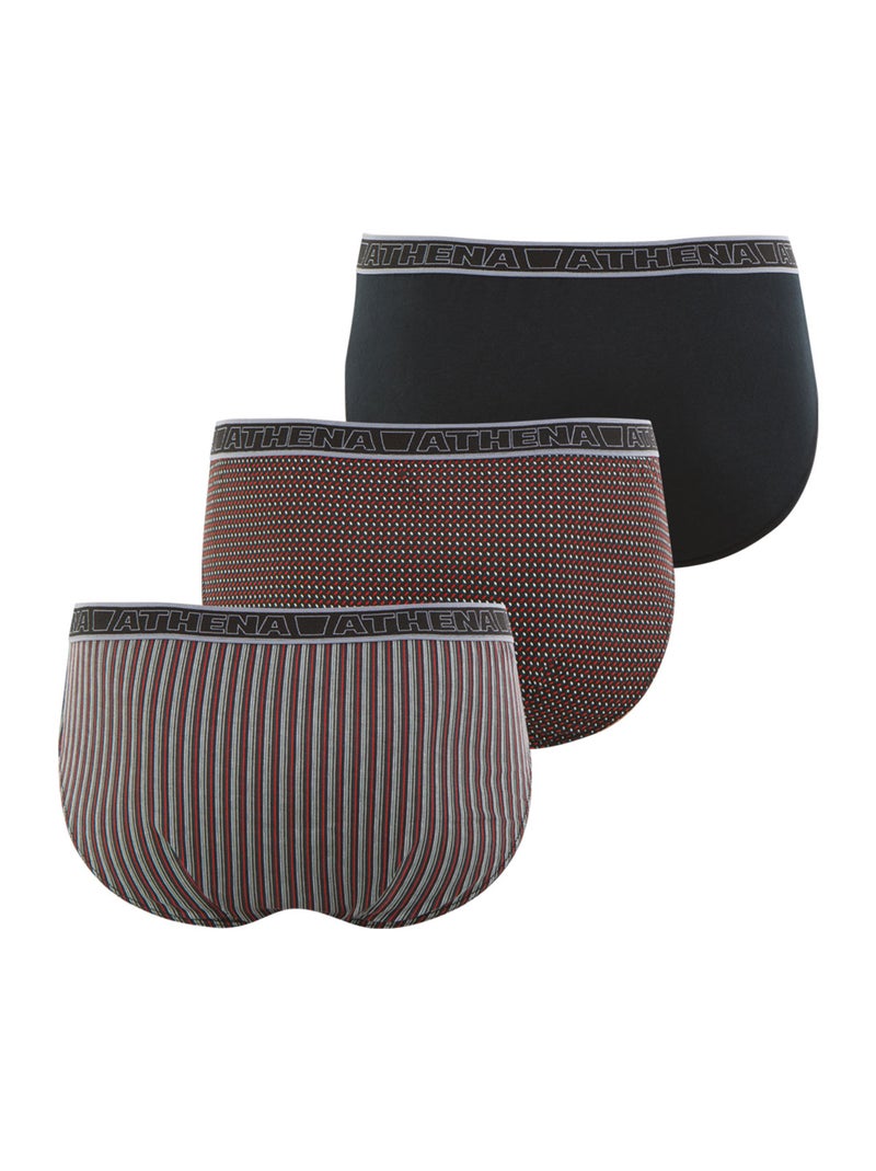 Lot de 3 slips homme tonic athena Gris Rouge Noir - Kiabi