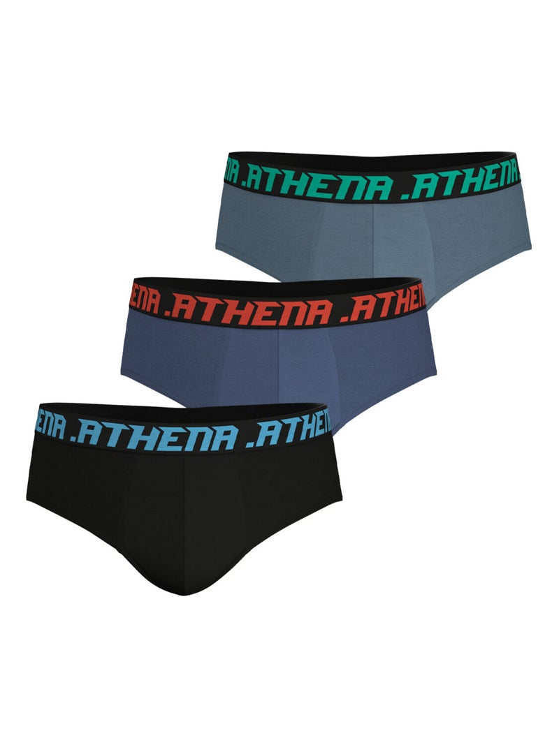 Lot de 3 slips homme trio essentiel athena Noir Bleu Gris - Kiabi