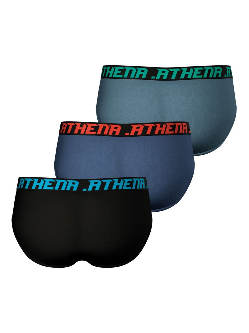 Lot de 3 slips homme trio essentiel athena Noir Bleu Gris - Kiabi