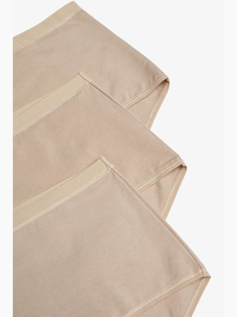 Lot de 3 slips taille haute penti Beige argile - Kiabi