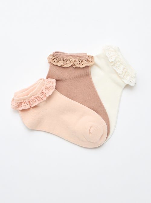 Lot de 3 socquettes de cérémonie à volants - Kiabi