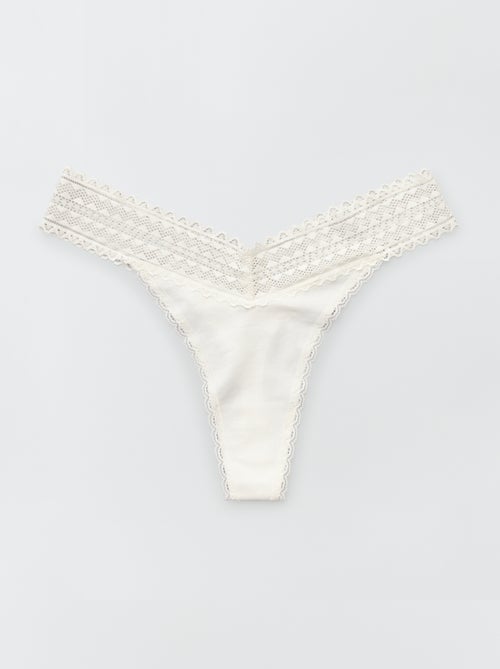 Lot de 3 strings coton et dentelle - Kiabi