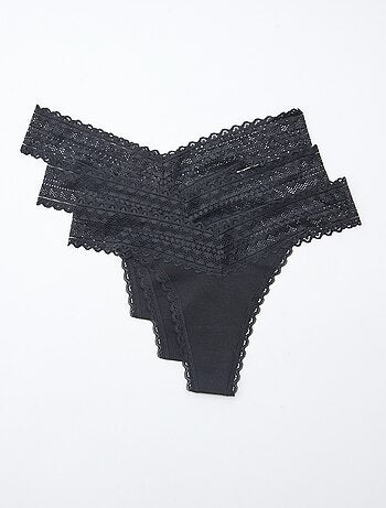 Lot de 3 strings coton et dentelle