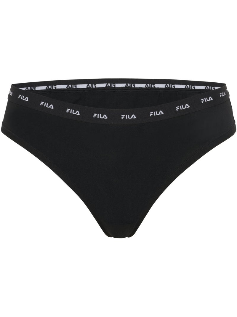 Lot de 3 strings femme uni fila Noir - Kiabi