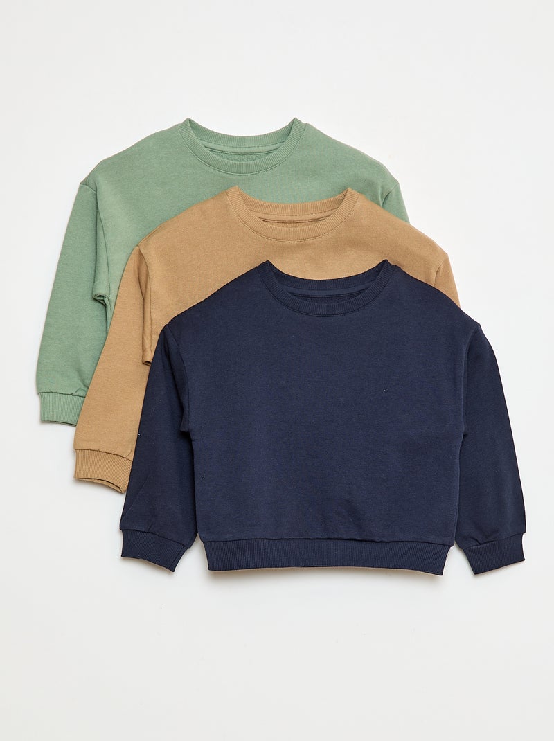 Lot de 3 sweats unis en molleton léger - 3 pièces Beige - Kiabi