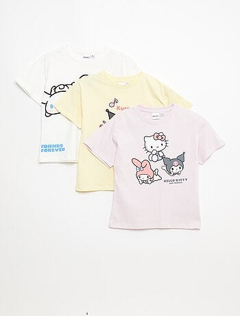 Lot de 3 t-shirt manches courtes 'Kuromi' en coton