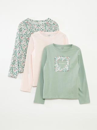 Lot de 3 t-shirts à manches longues et col rond