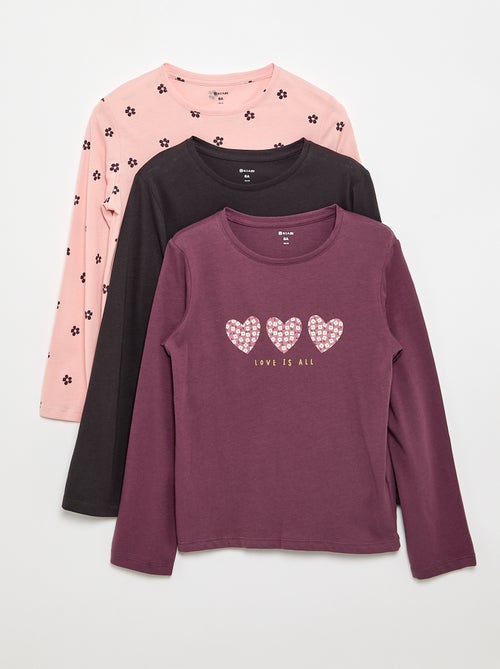 Lot de 3 T-shirts à manches longues - Kiabi