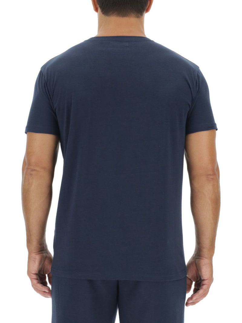 Lot de 3 t-shirts homme en coton uni col rond imprimé poitrine pierre cardin Bleu - Kiabi