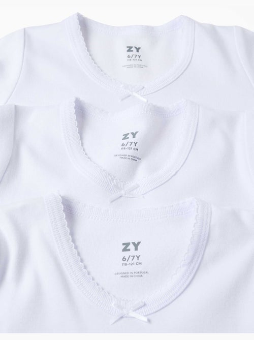 Lot de 3 T-shirts maillot de corps à manches longues en coton peigné - Kiabi