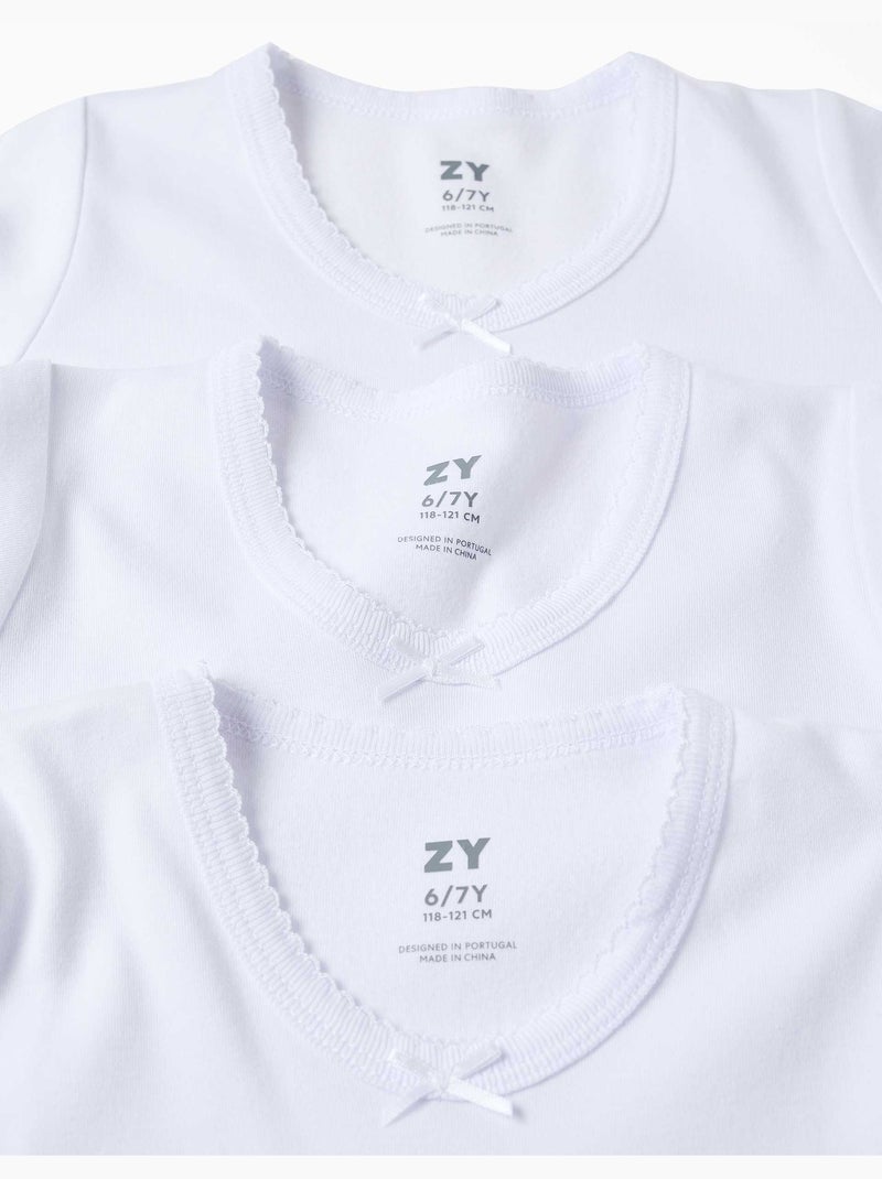 Lot de 3 T-shirts maillot de corps à manches longues en coton peigné Blanc - Kiabi