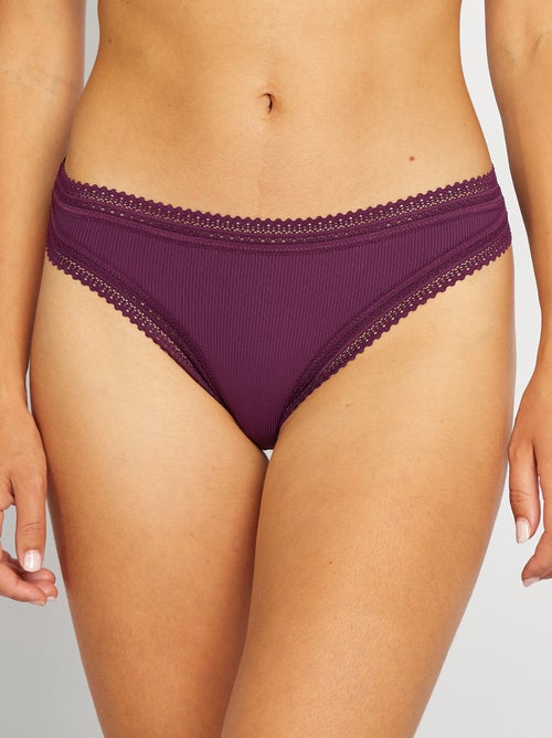 Lot de 3 tangas côtelés - Kiabi