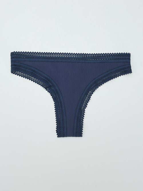 Lot de 3 tangas côtelés - Kiabi