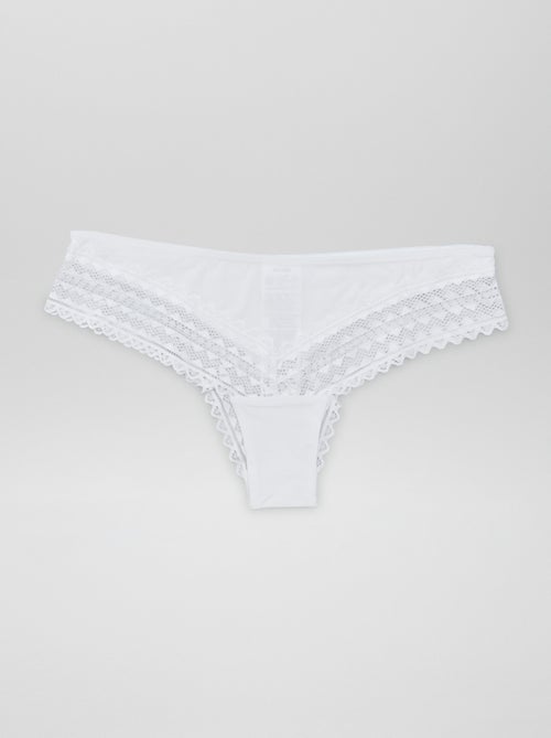 Lot de 3 tangas coton et dentelle - Kiabi