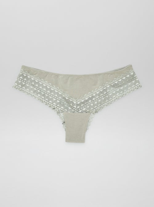 Lot de 3 tangas coton et dentelle - Kiabi